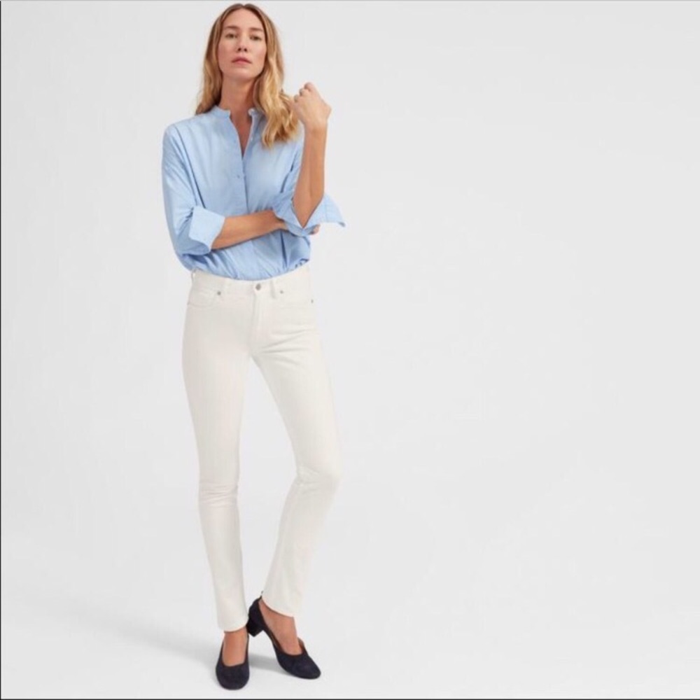 Everlane high rise bone white denim pants jeans 28